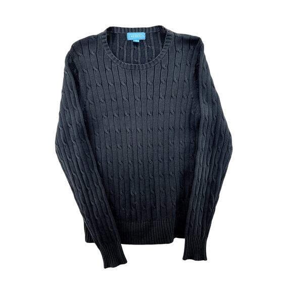 J. McLaughlin Women’s Black Cable Knit Crewneck Sweater Size Small Classic - Picture 2 of 5